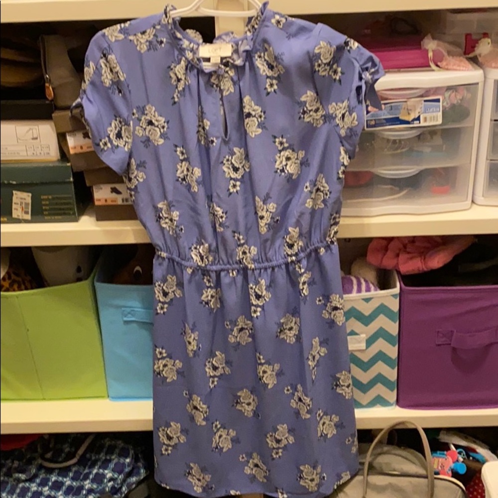 Loft Blue flowery dress size small